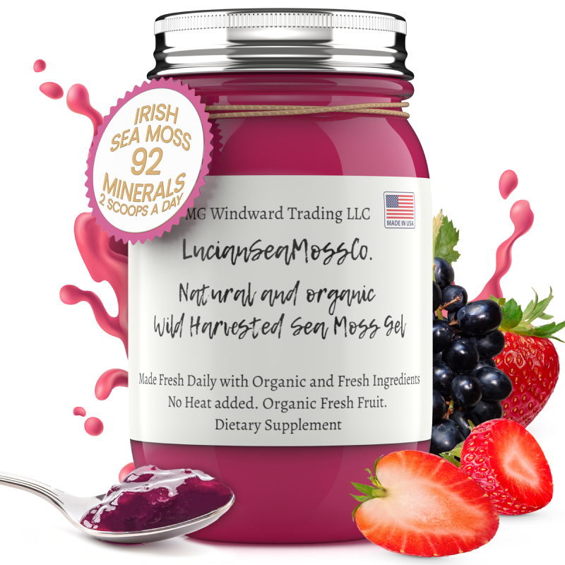 Fresh Organic Strawberry Acai Infused Sea Moss Gel - Seamoss Global