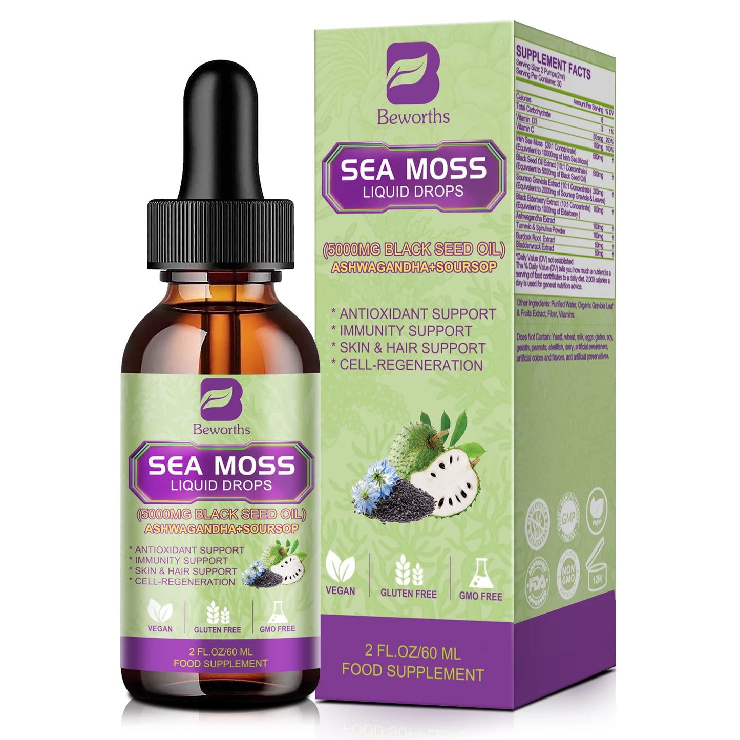 Sea Moss With Soursop Black Seed and Elderberries