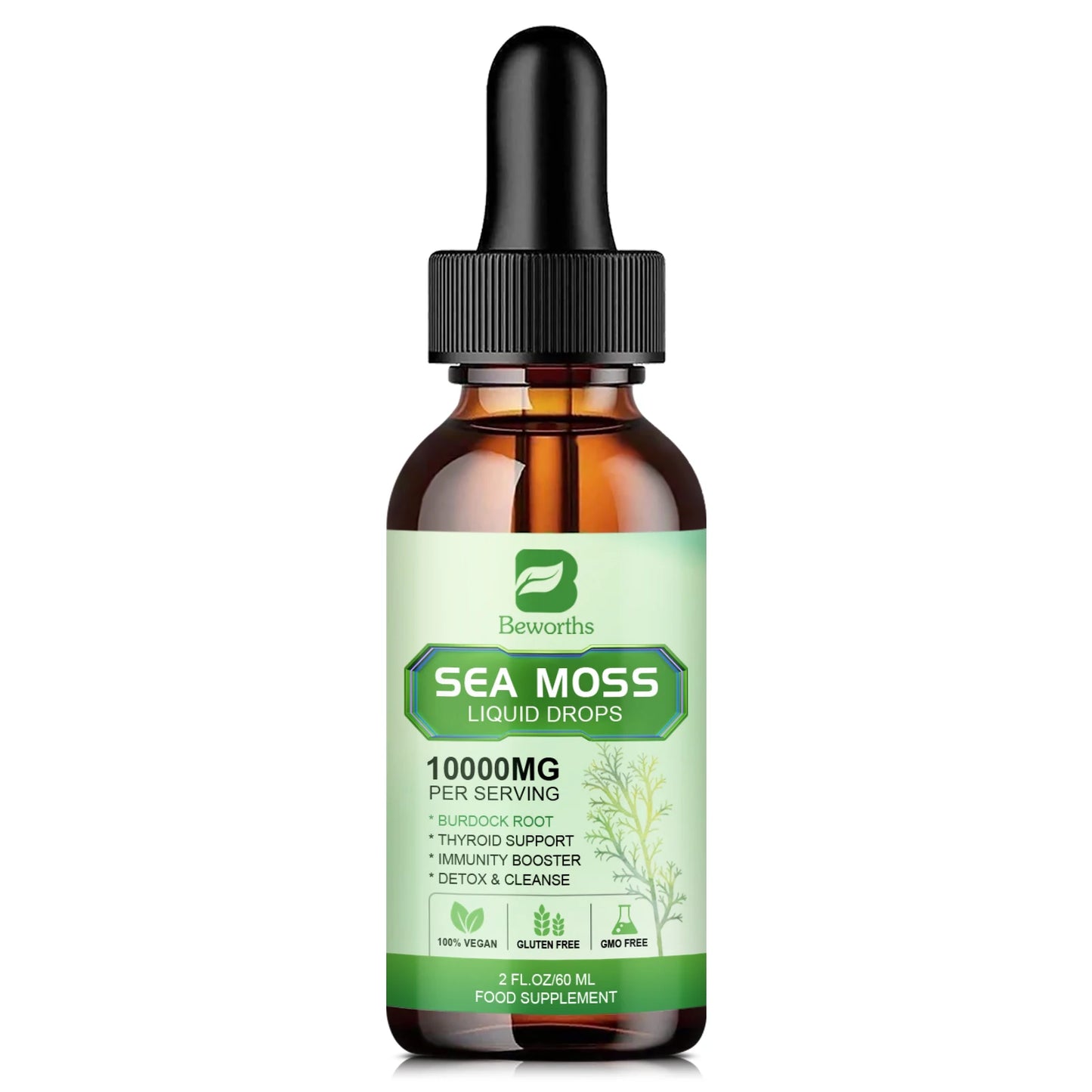 Organic Sea Moss Drops with Burdock Root and Spirulina