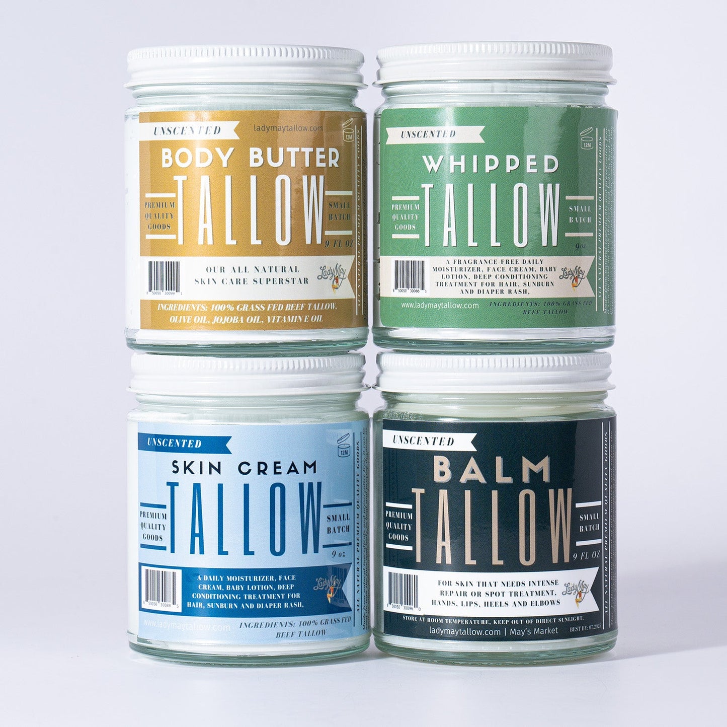 Tallow Skincare Collection – Unscented (9oz)