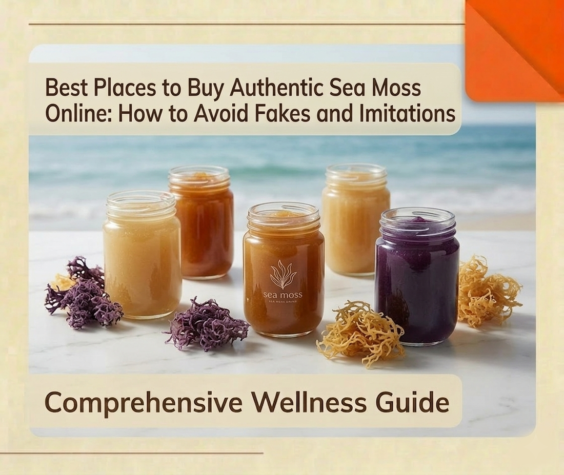 Authentic sea moss product display showing raw and premium quality sea moss