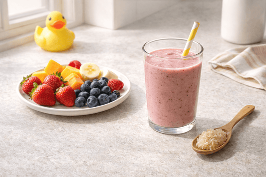 Sea moss gel mixed into a fruit smoothie for kids.