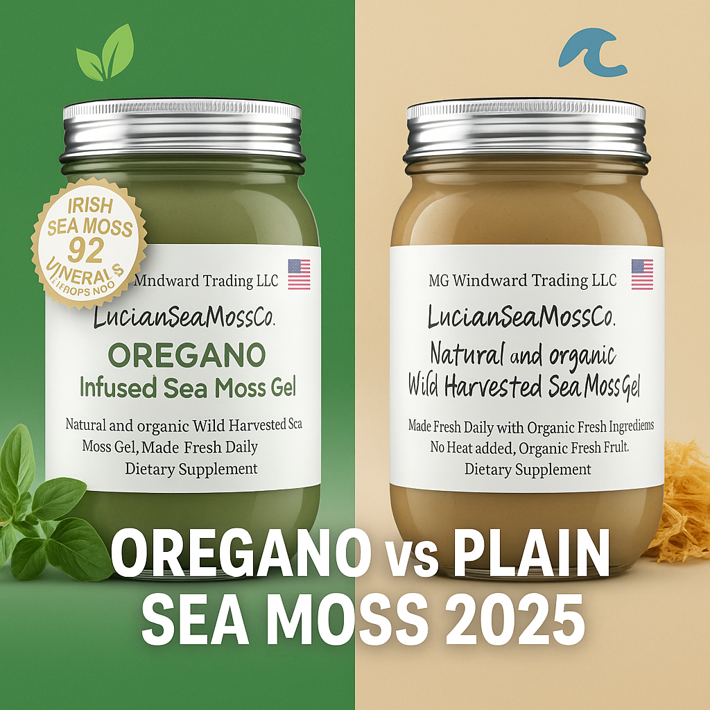 Comparison of oregano infused sea moss and plain sea moss gel