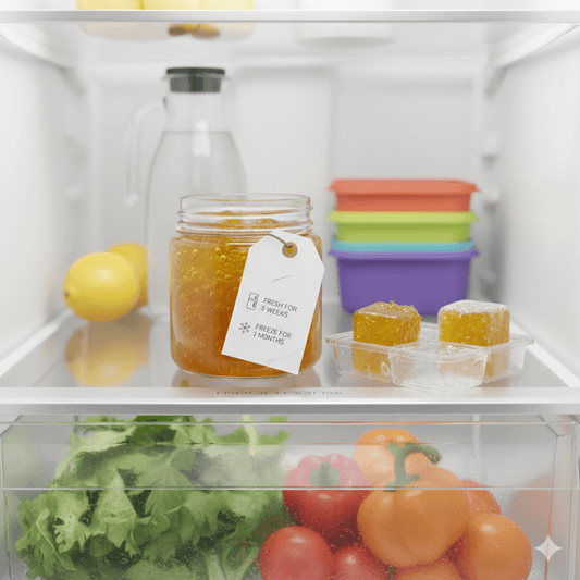 How long does sea moss gel last in the fridge or freezer? Complete 2026 storage guide with shelf life, spoilage signs, and preservation tips.