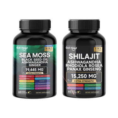 Sea Moss and shilajit Bundle 120 capsules, with Seamoss, Black Seed Oil, Ashwagandha, Ginger, Burdock Root, Turmeric, Black Pepp