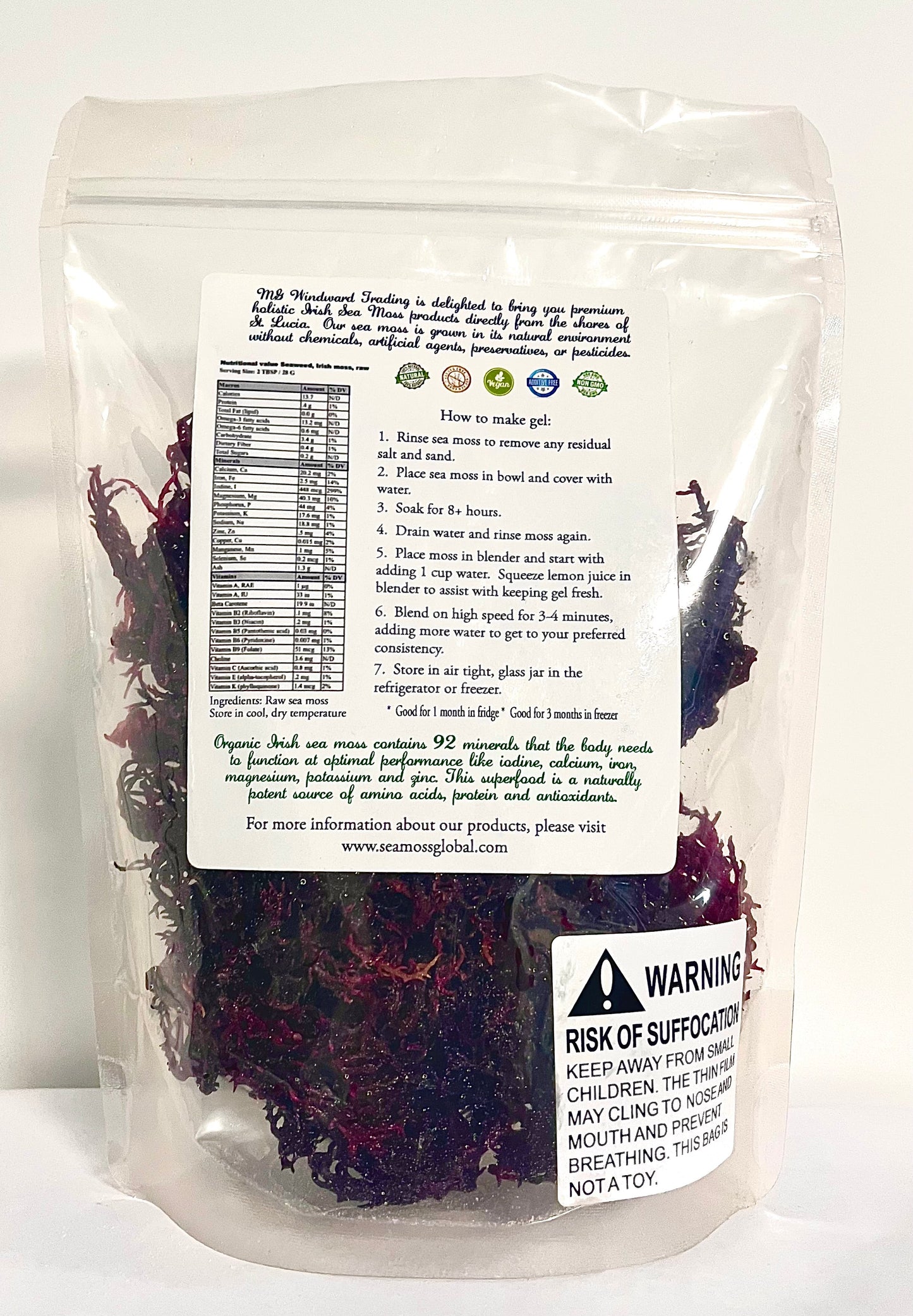 Pure Certified Wild Harvested Organic Purple Raw Sea Moss - Seamoss Global