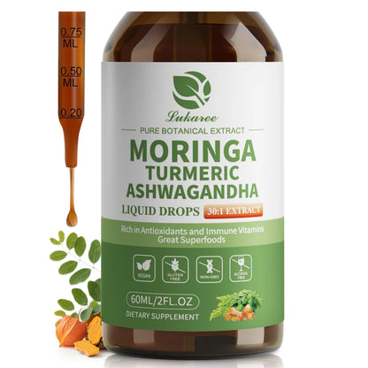 12-in-1 Organic Moringa Drops with Ashwagandha Turmeric Quercetin