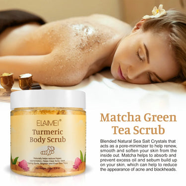 Matcha & Himalayan Salt Turmeric Body Scrub Anti Oxidation, Reduces Acne, Pimples, Brightens Skin