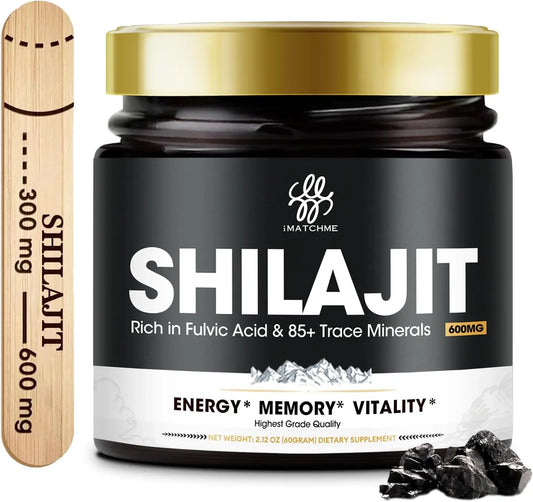 Pure Himalayan Shilajit Resin – Gold Grade | Organic | 85+ Trace Minerals & Fulvic Acid | 60g Jar | 600mg Serving