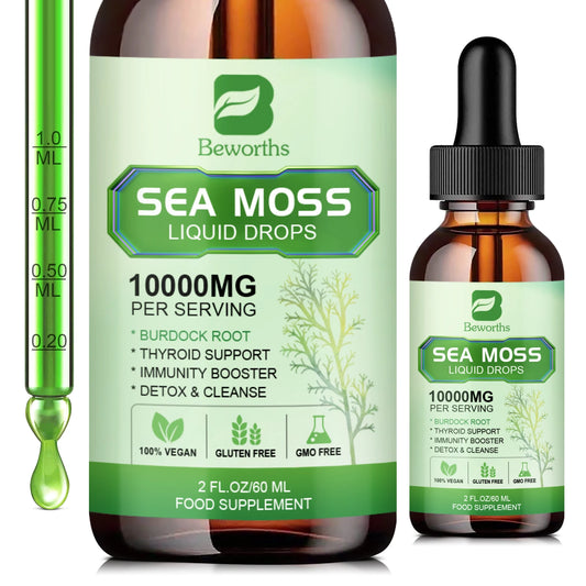 Organic Seamoss Drops with Burdock Root and Spirulina