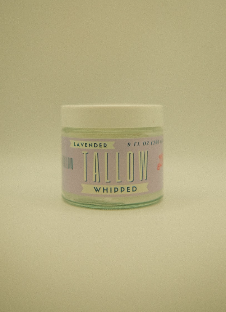 Lavender tallow and beeswax candle handmade for warm ambient glow