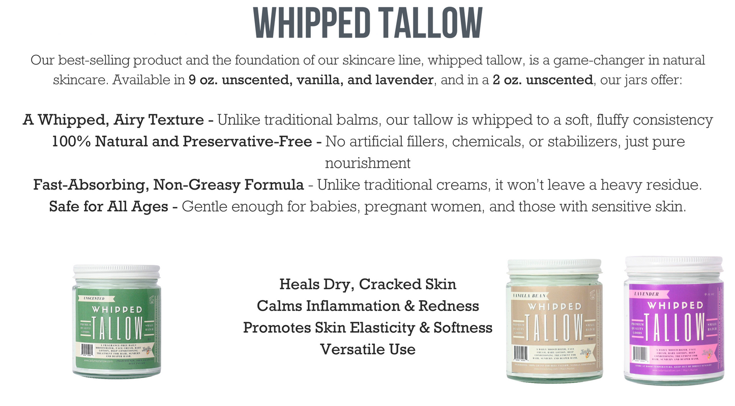 Tallow Skincare Collection – Unscented (9oz)