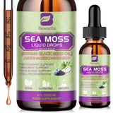 Sea Moss With Soursop Black Seed and Elderberries liquid drops showcasing sea moss nutrition benefits for wellness