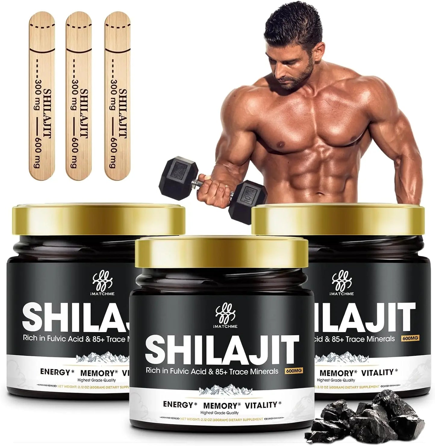 Pure Himalayan Shilajit Resin – Gold Grade | Organic | 85+ Trace Minerals & Fulvic Acid | 60g Jar | 600mg Serving