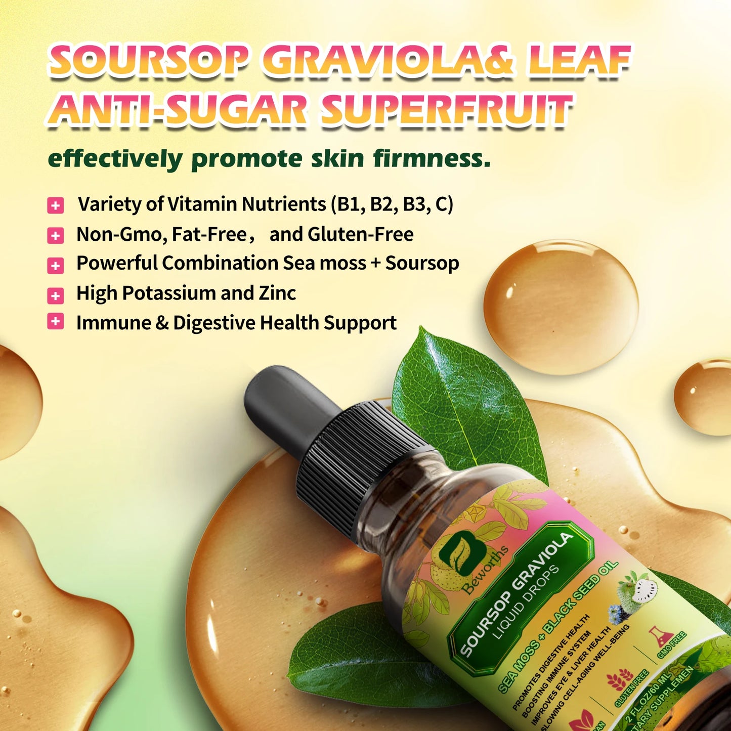 Sea Moss and Soursop Graviola Extract Drops Black Seed Oil