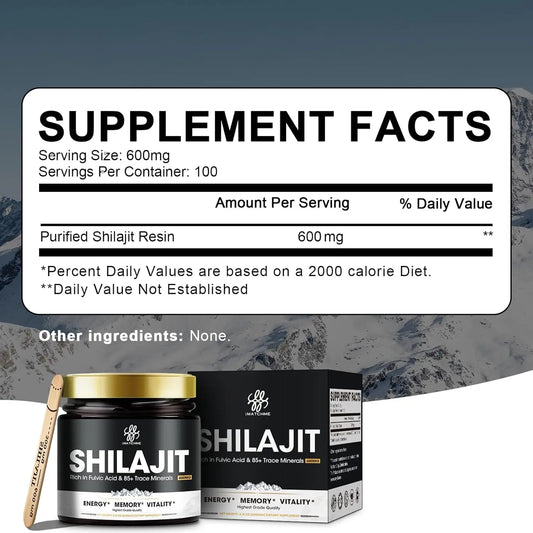 Pure Himalayan Shilajit Resin – Gold Grade | Organic | 85+ Trace Minerals & Fulvic Acid | 60g Jar | 600mg Serving