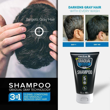 Menfirst Good-bye Gray Hair Shampoo, Conditioner, Beard Wash and Darkening Pomade Bundle